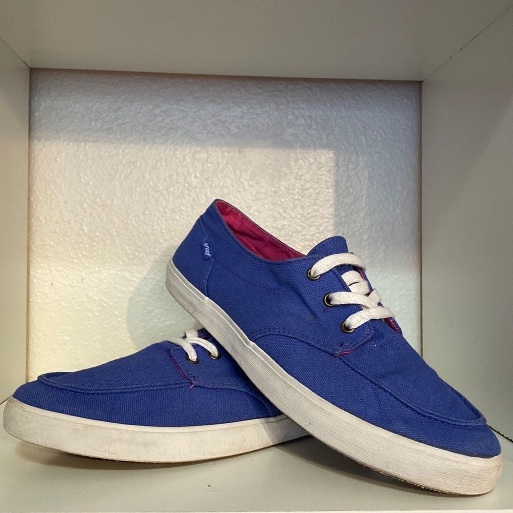 Reef Girls Deckhand Blue Lace Up Canvas Nautical Boat Shoes